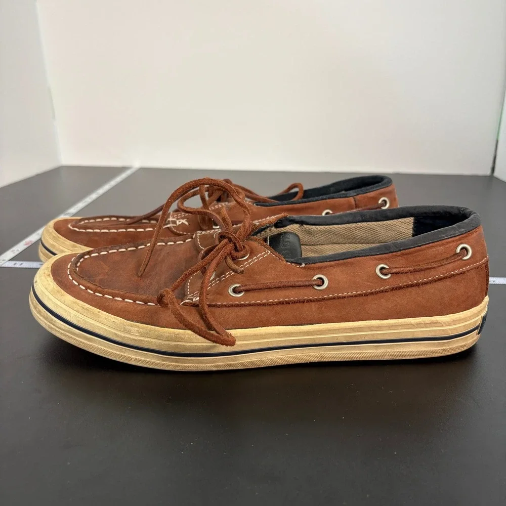 Polo Sport Mens Boat Shoes 10.5 Brown Leather Moc Toe Loafers AAM16191
